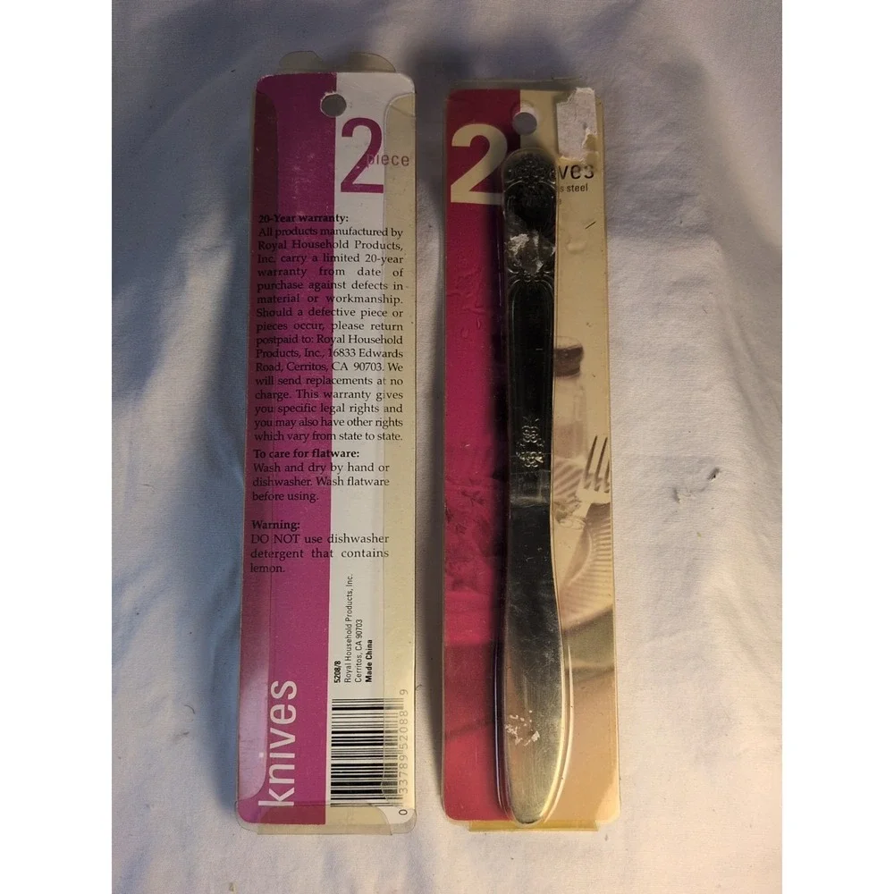 Lot of 4 Stainless Steel Dinner Knives Royal Household‎ Products New Sealed Flat